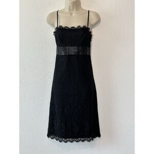INC Y2K Black Dress Lace Overlay Sleeveless Event Party Cocktail Coquette Dainty